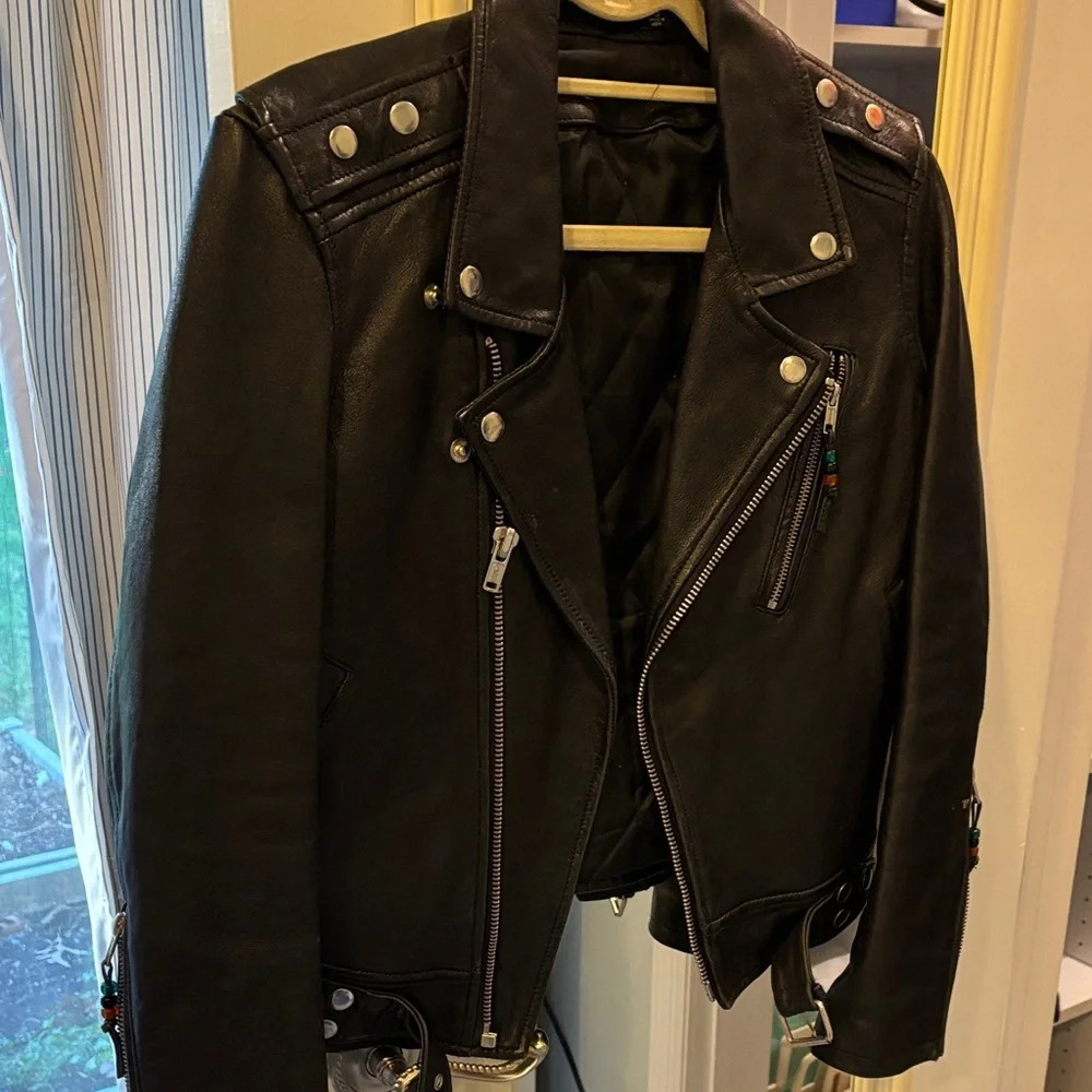 BLK DNM Black Leather Biker Jacket - Picture 2 of 8